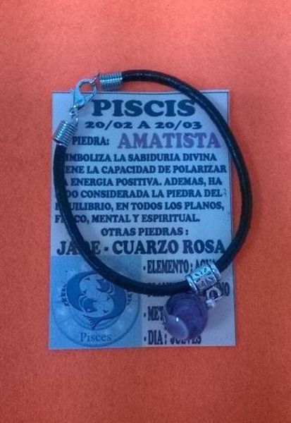 Imagen de PULSERA PIEDRA AMATISTA DEL ZODIACO PISCIS