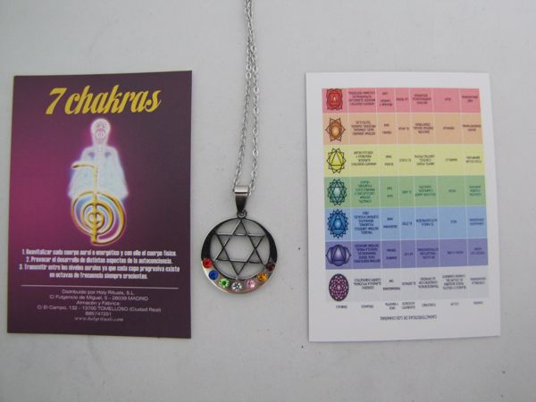 Imagen de COLGANTE CHAKRA 4 CORAZÓN COMPLETA DE ACERO  CON 7 CHAKRAS CRISTAL SWAROSKY NATURAL. MODELOS EXCLUSIVOS