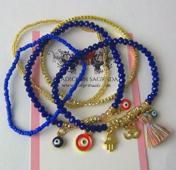 Imagen de PACK 5 UNIDS PULSERA OJO TURCO AZUL 60 MMS APROX.