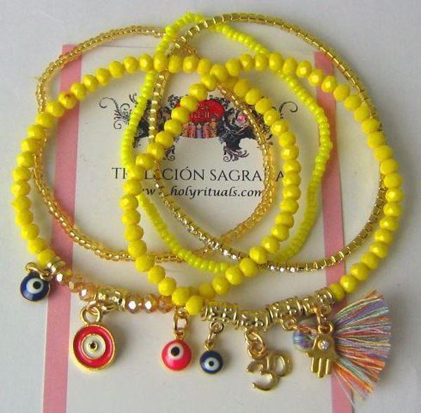 Imagen de PACK 5 UNIDS PULSERA OJO TURCO AMARILLA 60 MMS APROX.