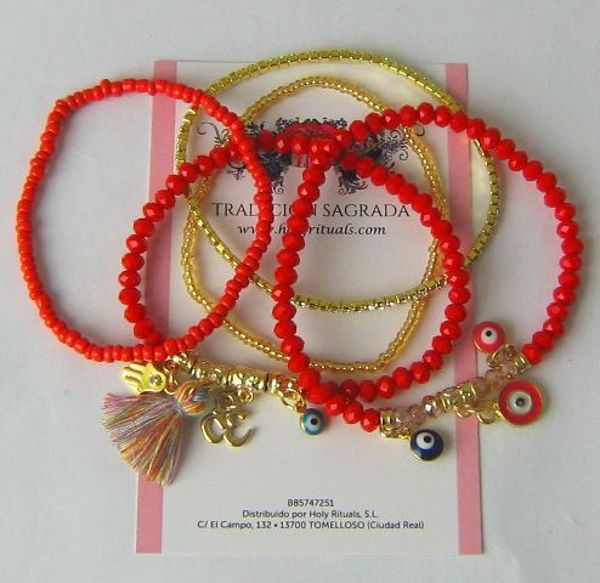 Imagen de PACK 5 UNIDS PULSERA OJO TURCO ROJA 60 MMS APROX.