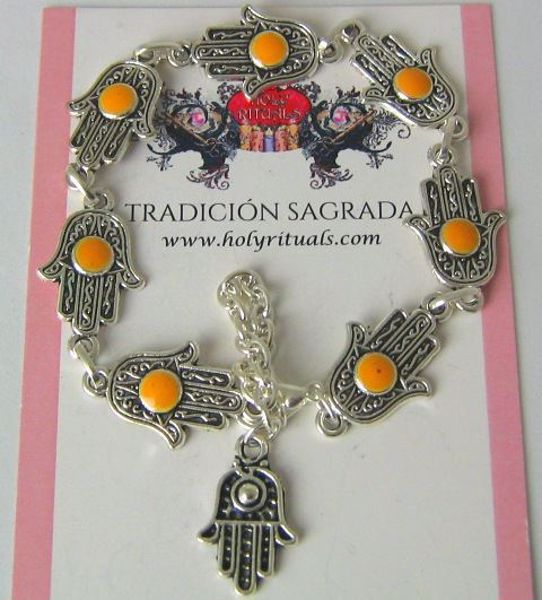 Imagen de PULSERA MANO DE FATIMA CON FILIGRANA AMARILLA 285 MMS