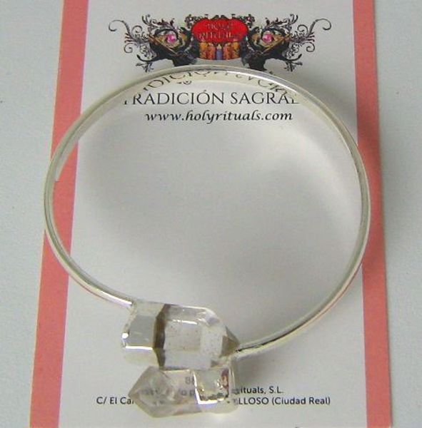 Imagen de PULSERA EXTENSIBLE PLATEADA CRISTAL ROCA 61 MMS APROX